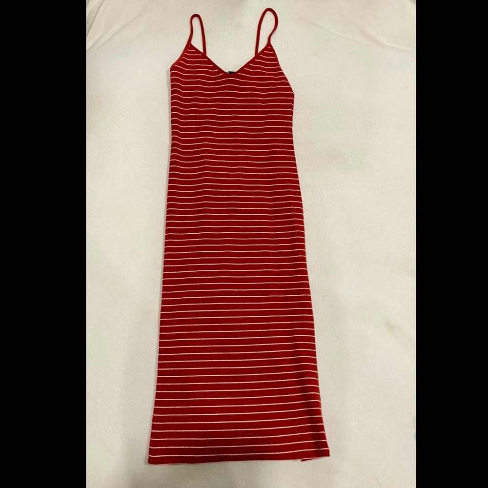 Brick red midi bodycon dress